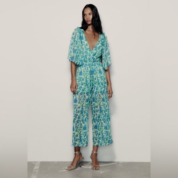 ZARA FLUID PRINTED LONG JUMPSUIT - Picture 9 of 9